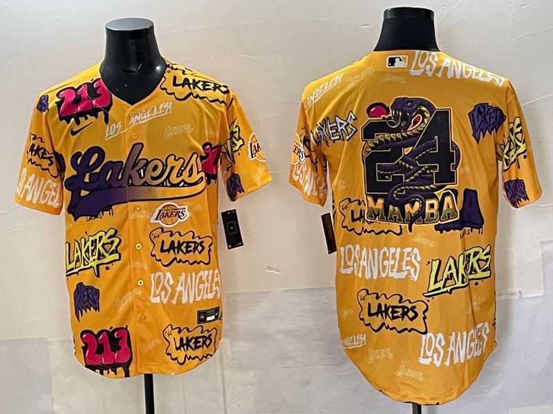 Men 2025 Los Angeles Lakers Blank Yellow NBA Nike jersey 06